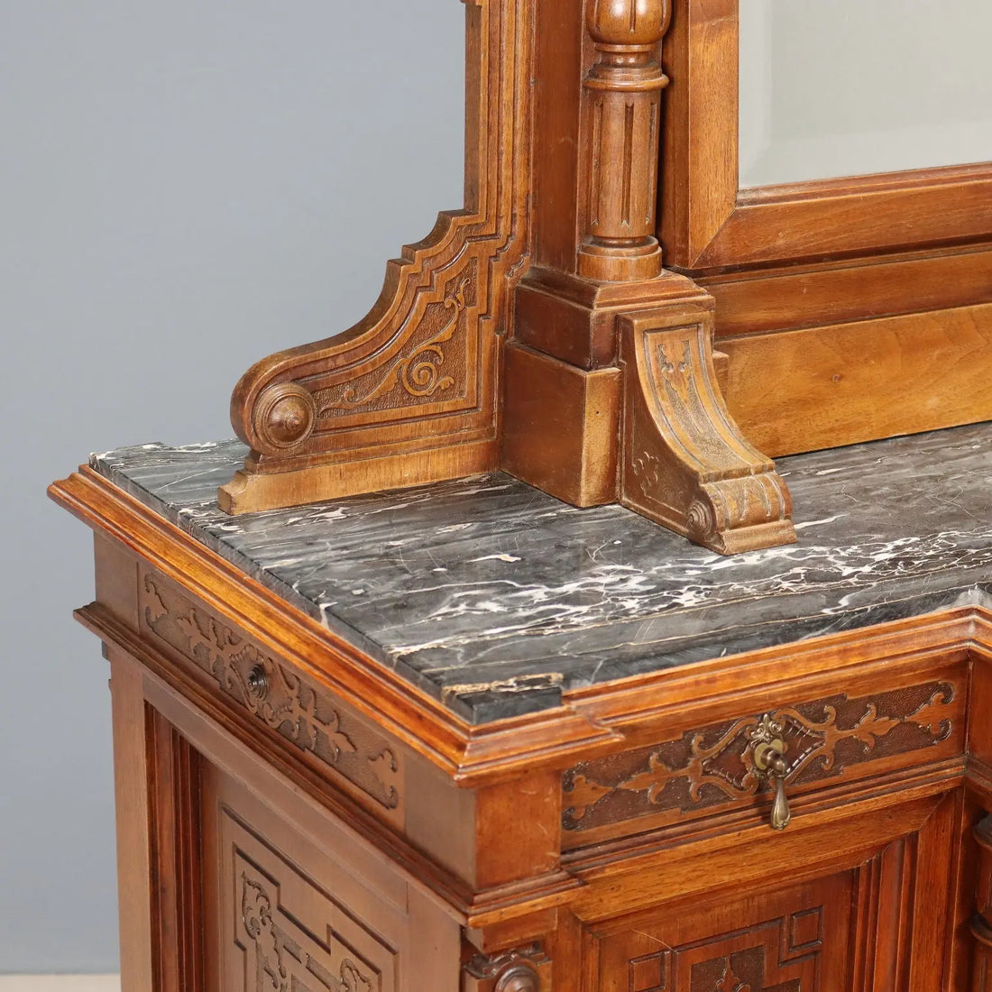 Antique Dressing Table Walnut Marble 3 Drawers XIX Century - Lombardy, Late XIX Century | Antiques | Cupboards