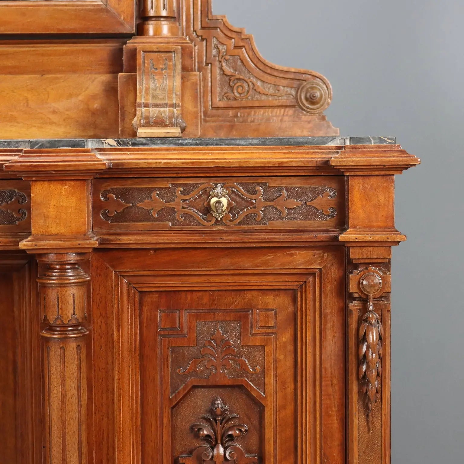 Antique Dressing Table Walnut Marble 3 Drawers XIX Century - Lombardy, Late XIX Century | Antiques | Cupboards