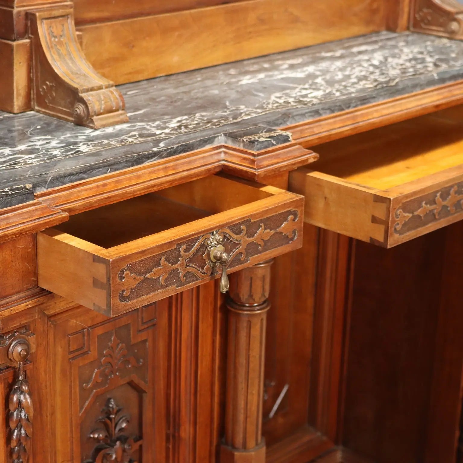 Antique Dressing Table Walnut Marble 3 Drawers XIX Century - Lombardy, Late XIX Century | Antiques | Cupboards