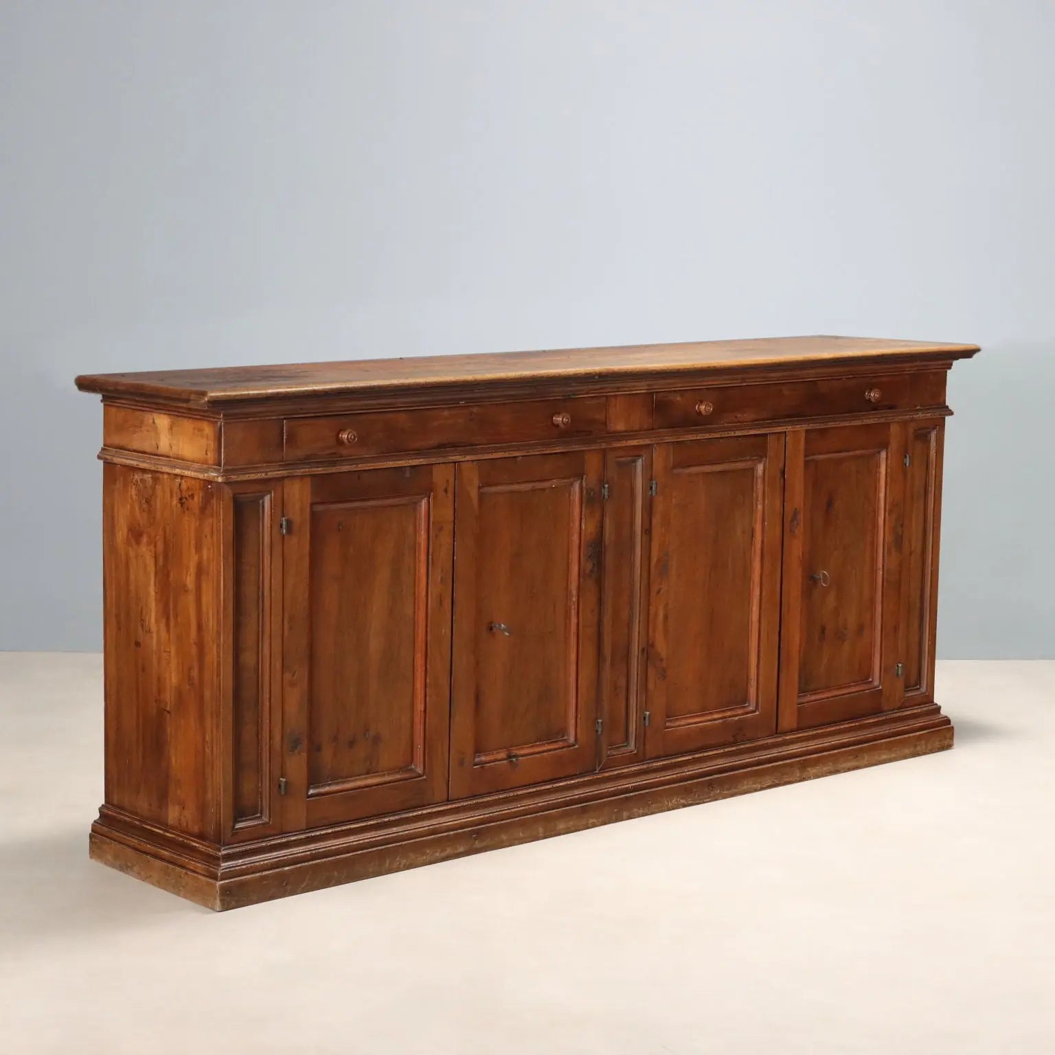 Antique Baroque Cupboard Walnut Drawers XIX Century