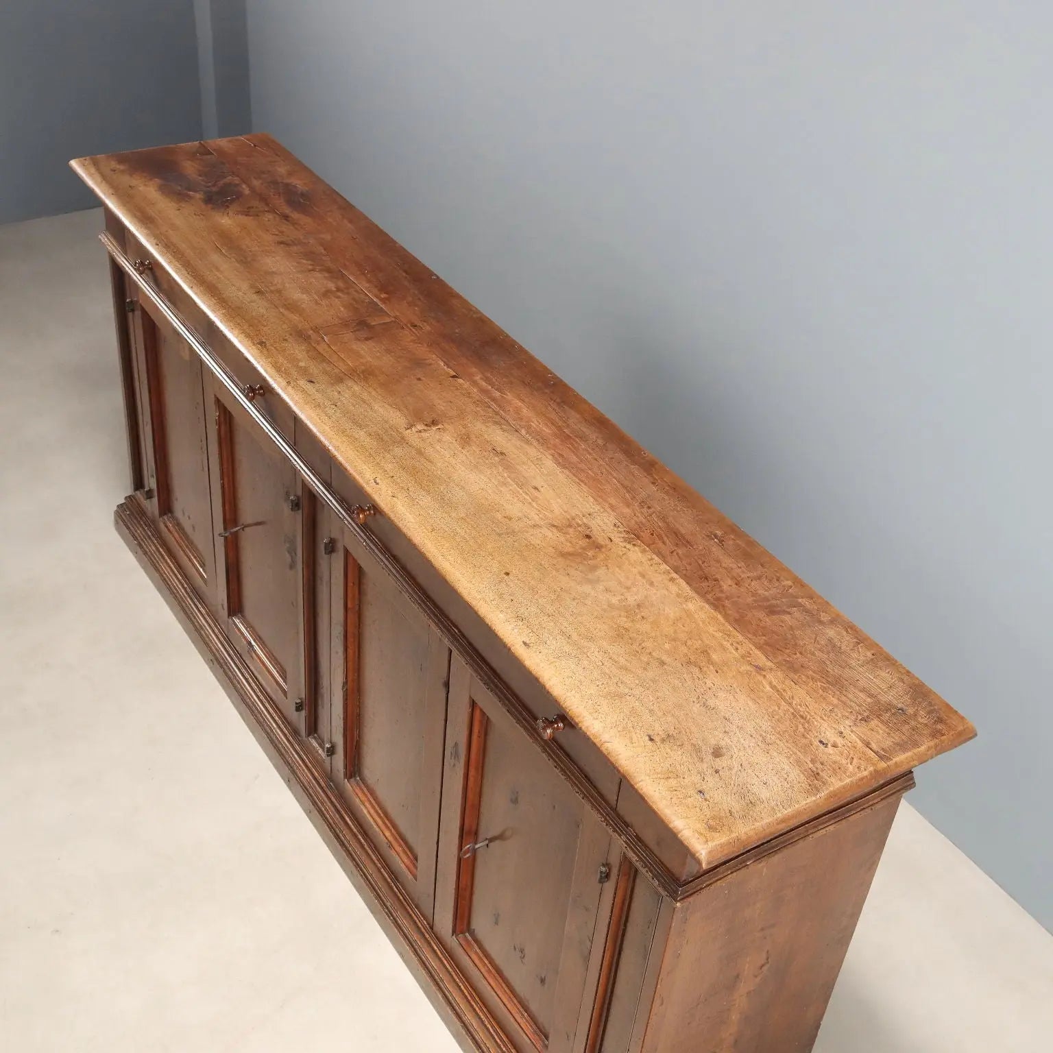 Antique Baroque Cupboard Walnut Drawers XIX Century
