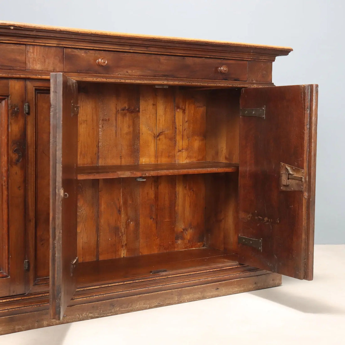 Antique Baroque Cupboard Walnut Drawers XIX Century