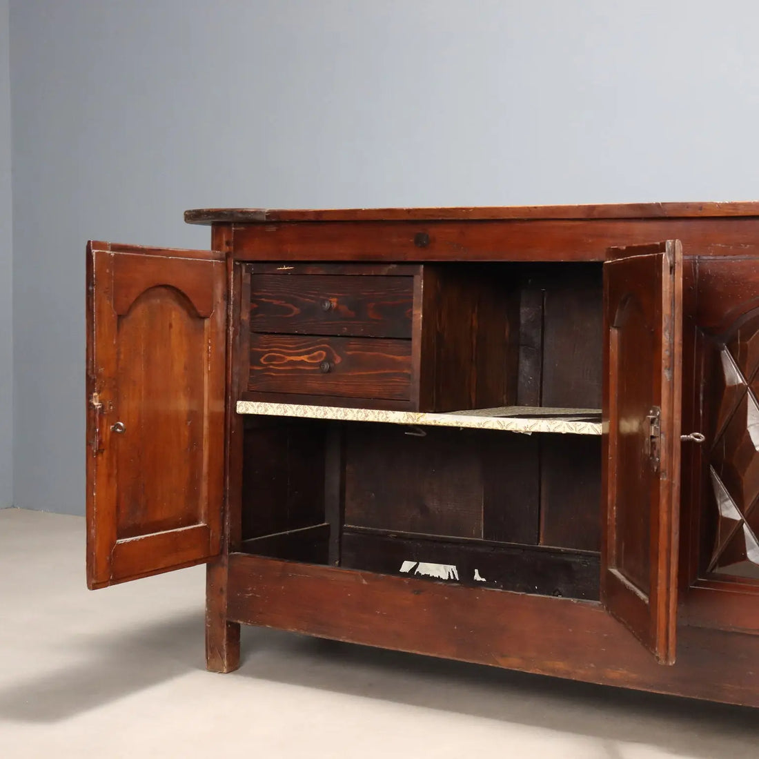 Antique Cupboard Various Wood Essences Italy XVIII Century
