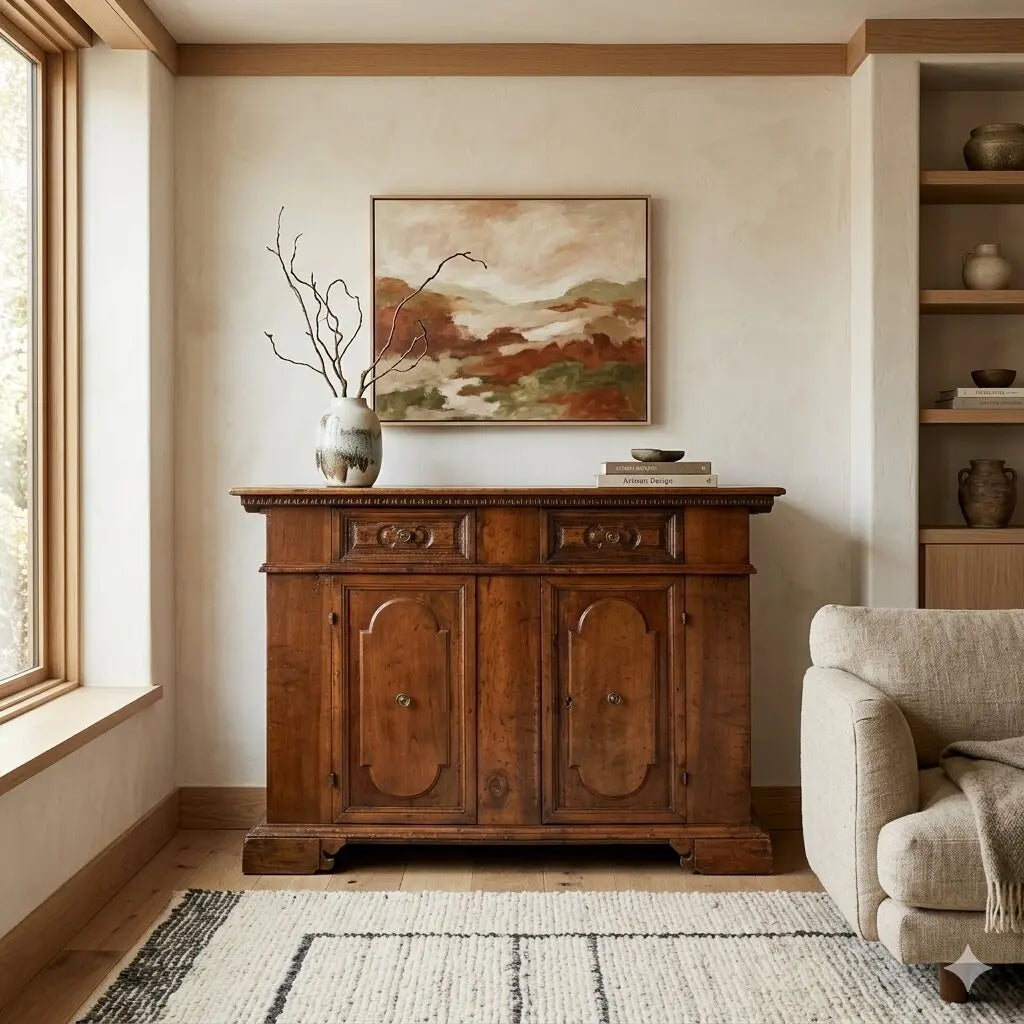 Baroque Walnut and Fir Sideboard - Italy 20th Century