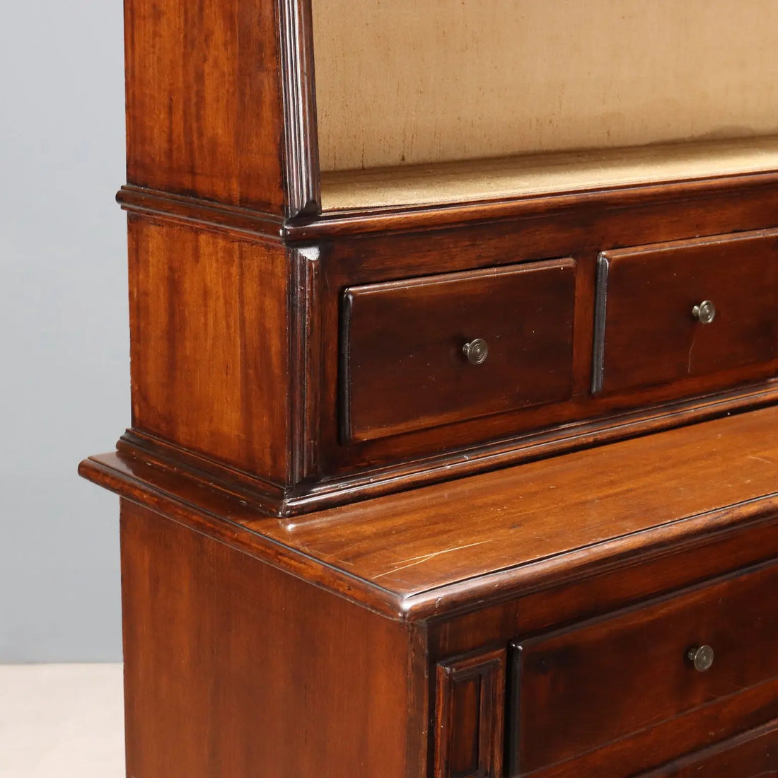 Baroque Walnut Sideboard with Plate Rack, Italy 20th Century