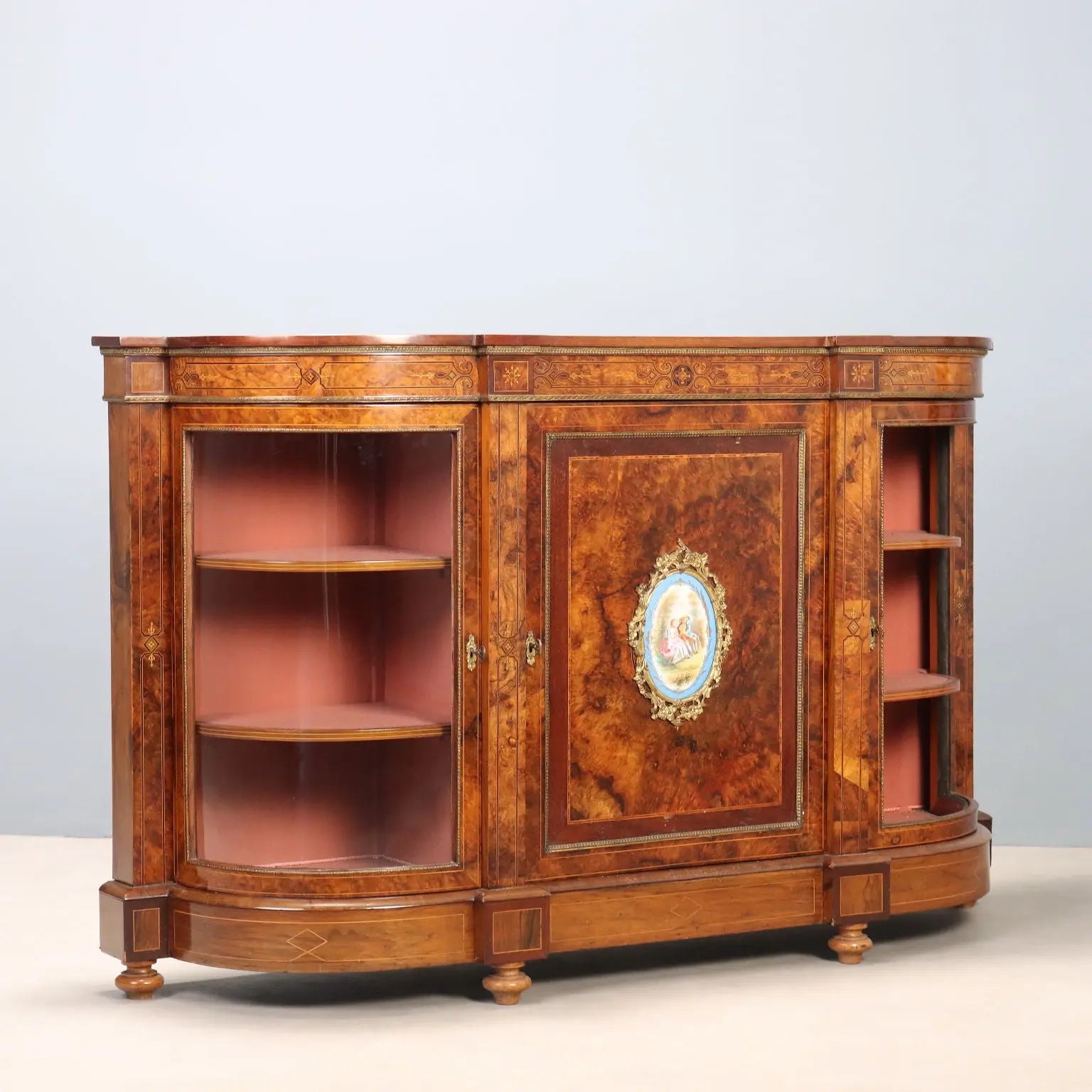 Antique Cupboard Walnut Burl Various Woods France XIX Century