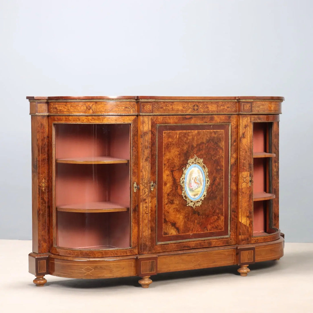 Antique Cupboard Walnut Burl Various Woods France XIX Century