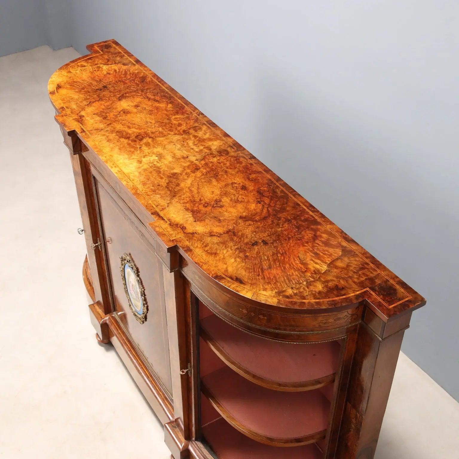 Antique Cupboard Walnut Burl Various Woods France XIX Century