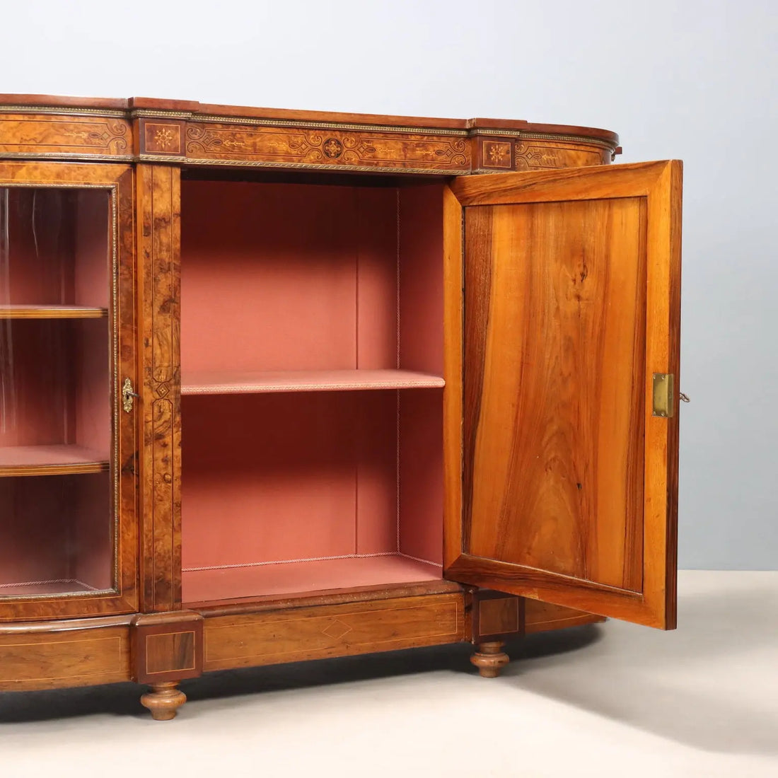 Antique Cupboard Walnut Burl Various Woods France XIX Century