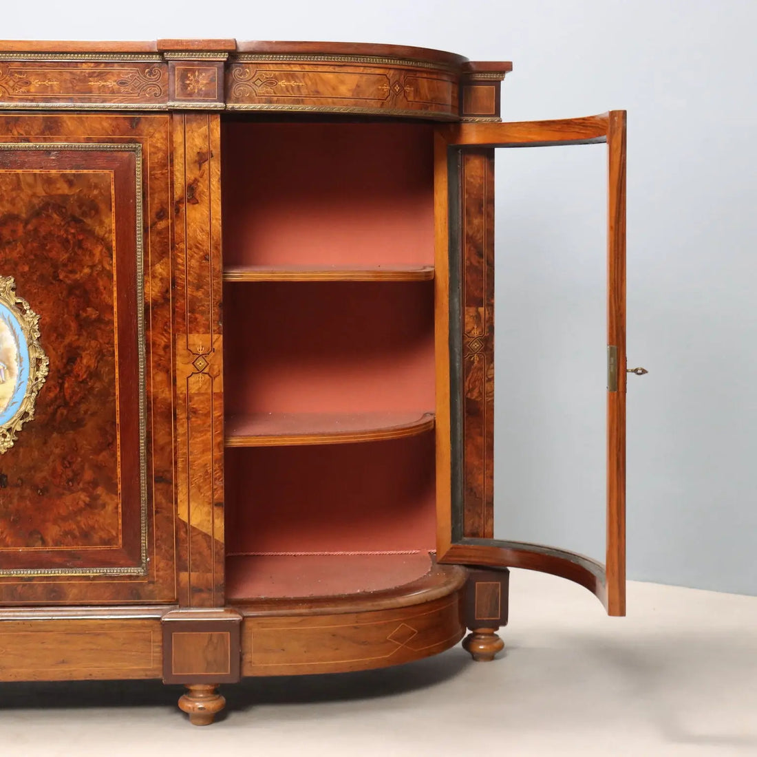 Antique Cupboard Walnut Burl Various Woods France XIX Century