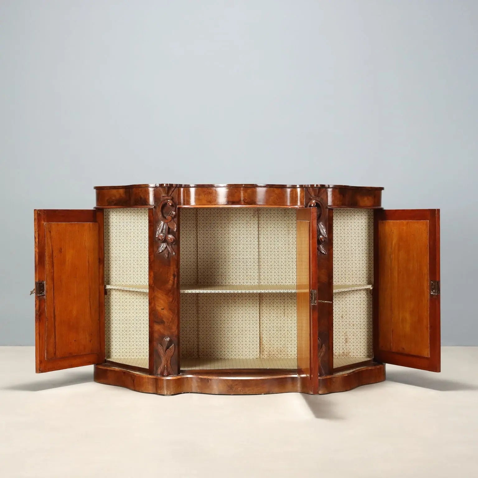 Antique Cupboard Louis Philippe Carved Walnut XIX Century