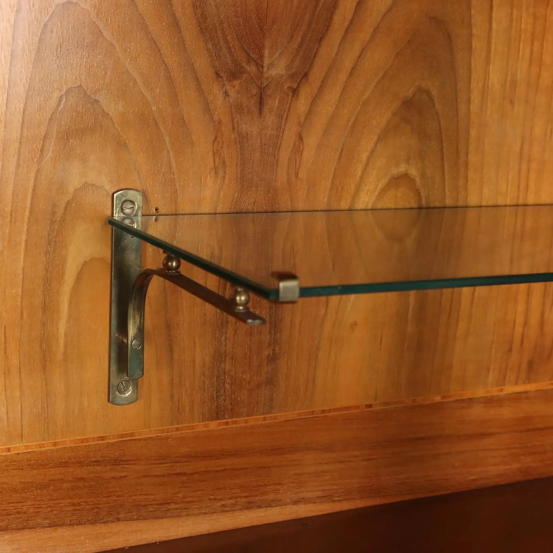 Antique Cupboard Art Deco Walnut Glass Italy XX Century