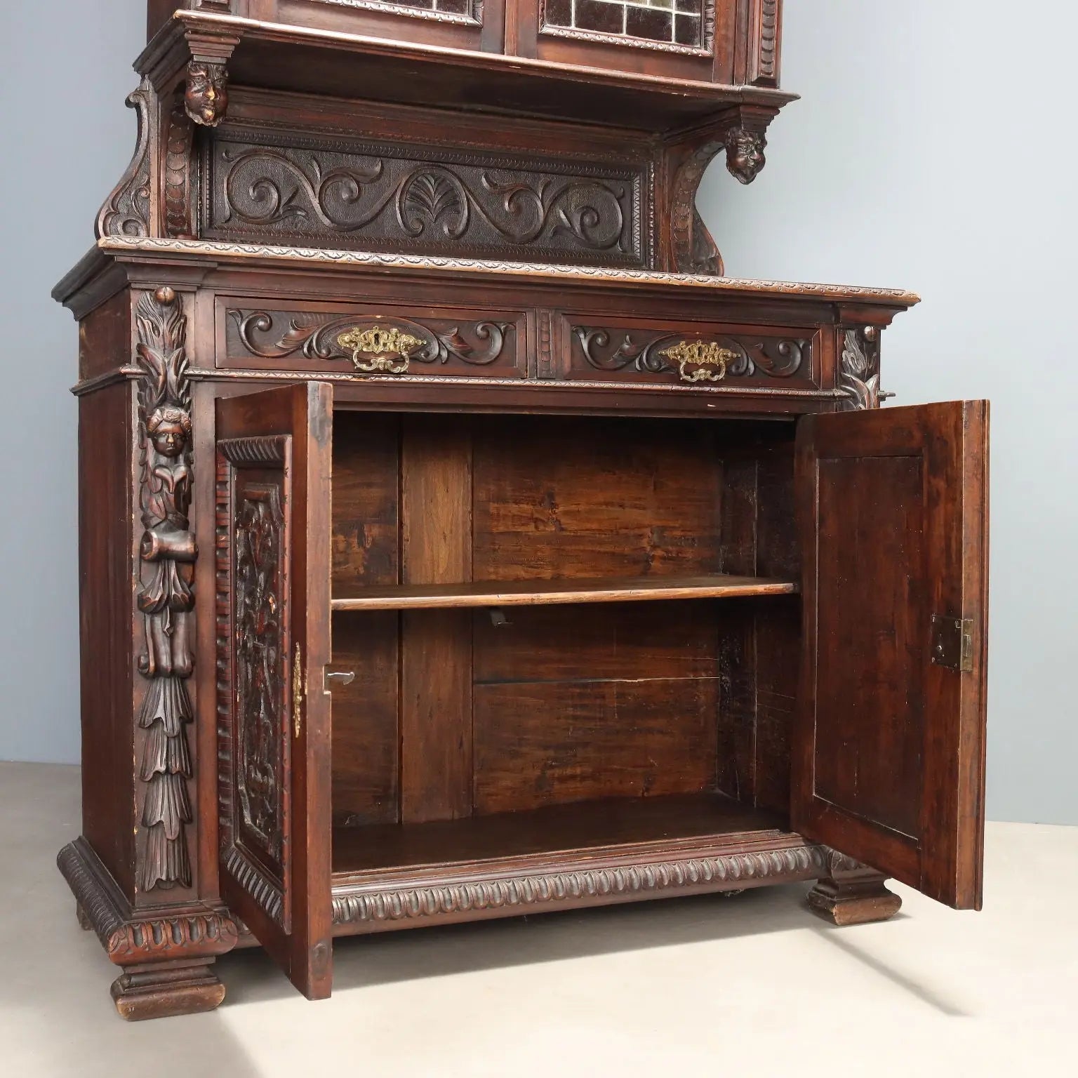 Antique Cupboard Neo-Renaissance Walnut Italy XIX Century