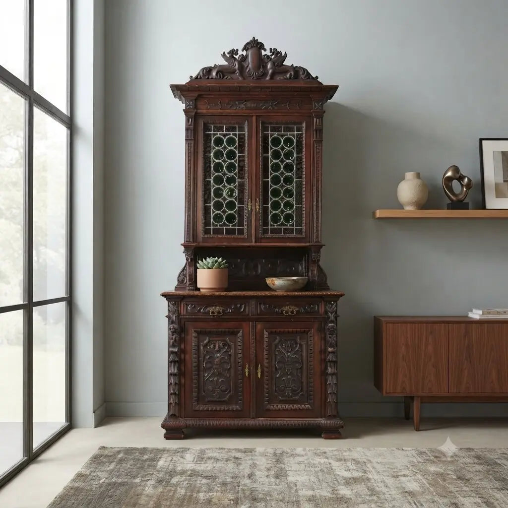 Antique Cupboard Neo-Renaissance Walnut Italy XIX Century