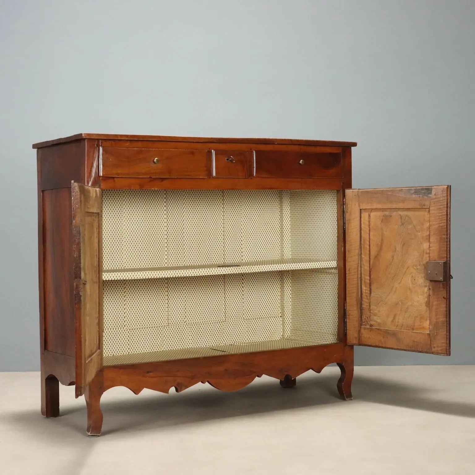 Antique Baroque Cupboard Walnut 3 Drawers France XIX Century