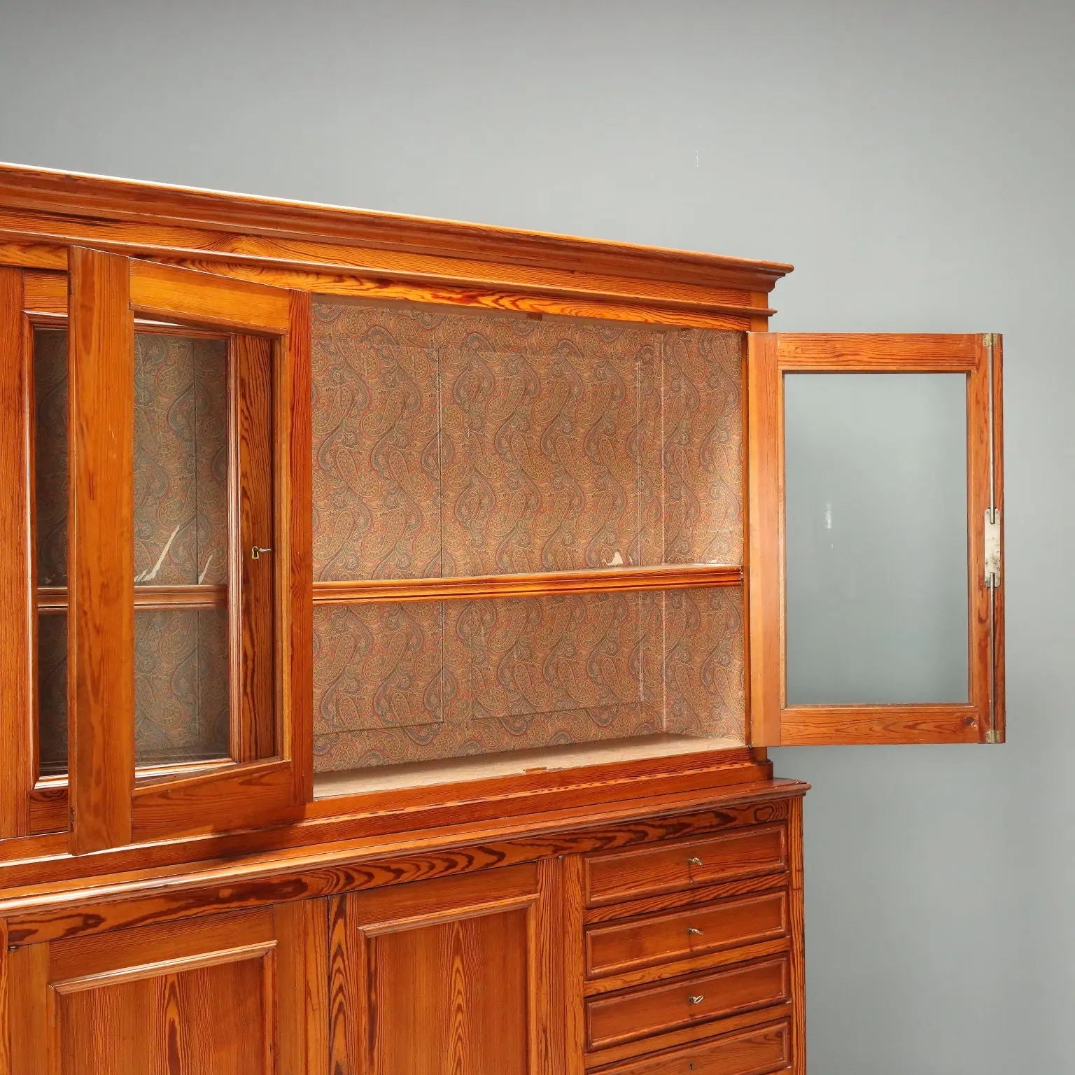 Antique Cupboard Larch Wood Italy Late XIX Century