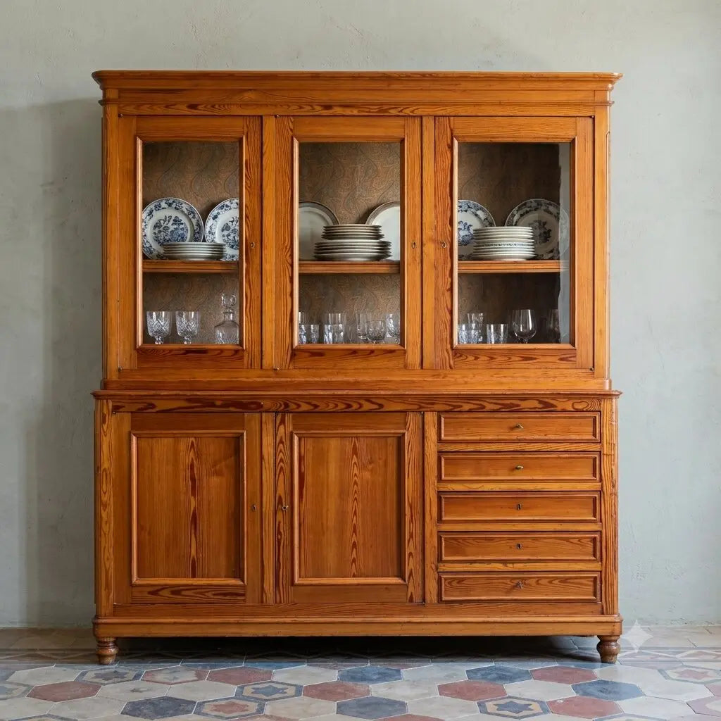 Antique Cupboard Larch Wood Italy Late XIX Century