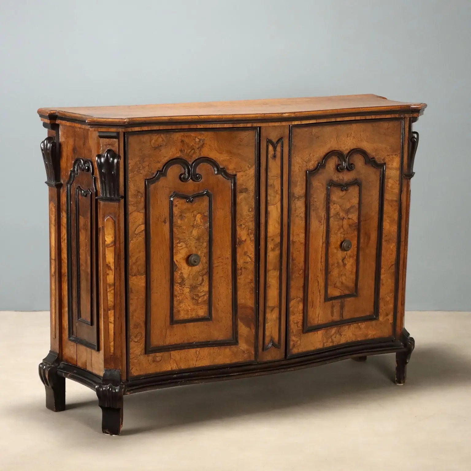 Antique Baroque Cupboard Walnut Fir Italy XVIII Century