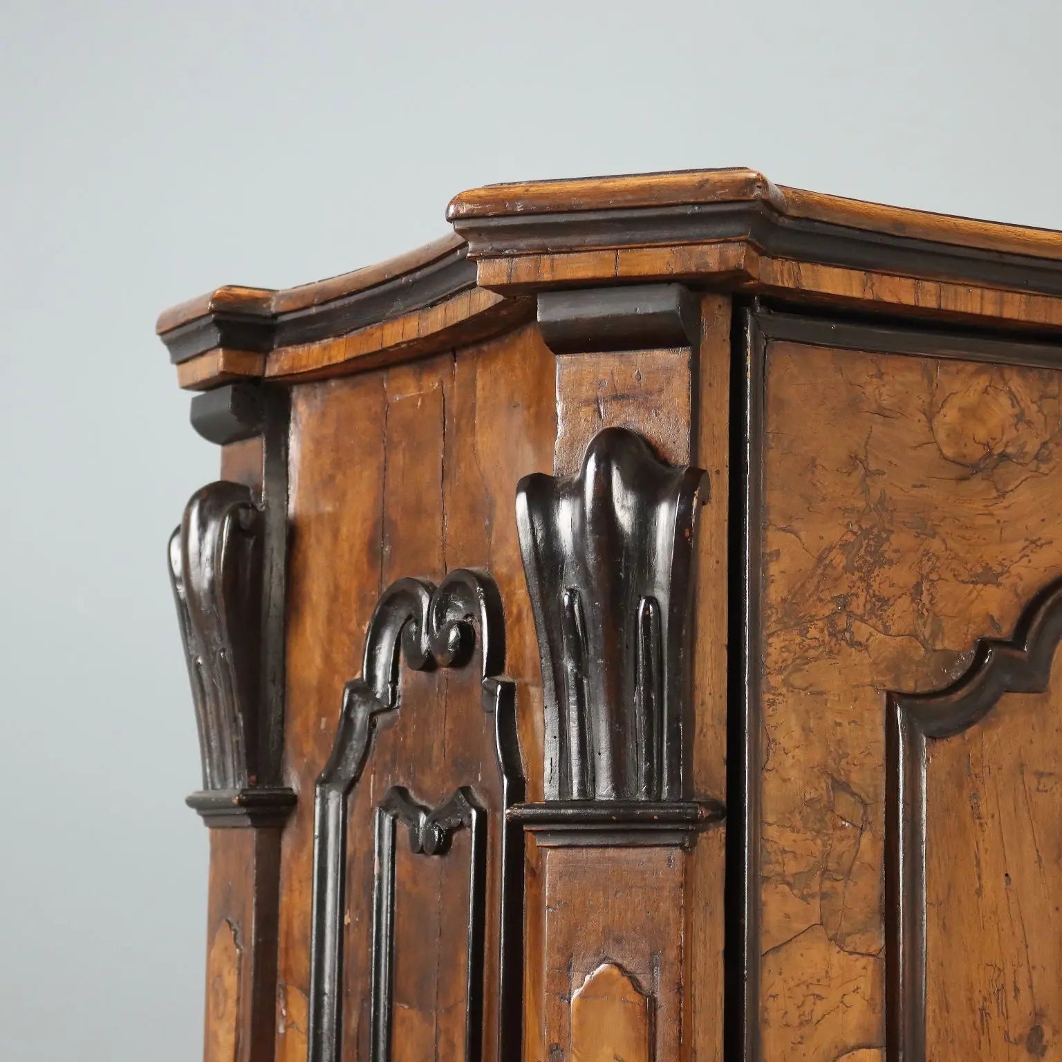 Antique Baroque Cupboard Walnut Fir Italy XVIII Century