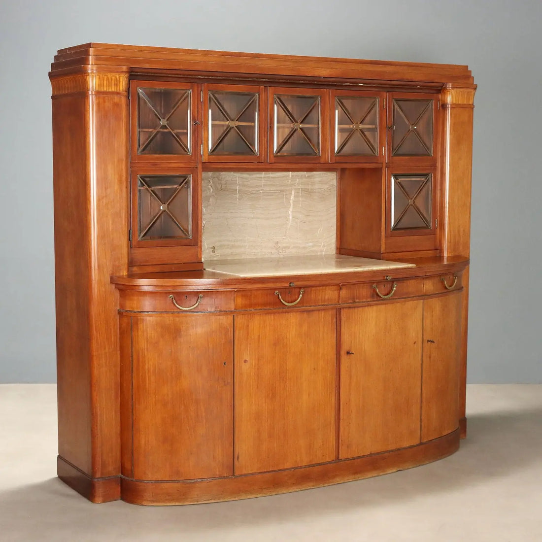 Mahogany Sideboard with Marble and Inlays - Italy 1900