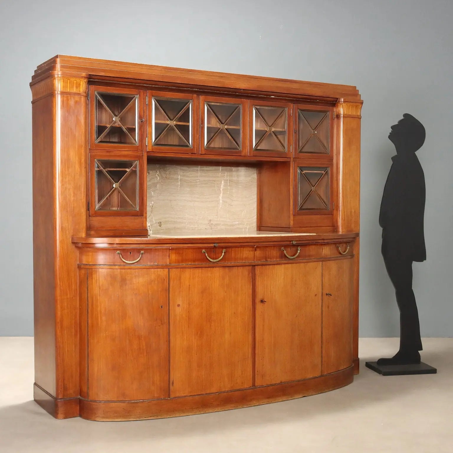 Mahogany Sideboard with Marble and Inlays - Italy 1900