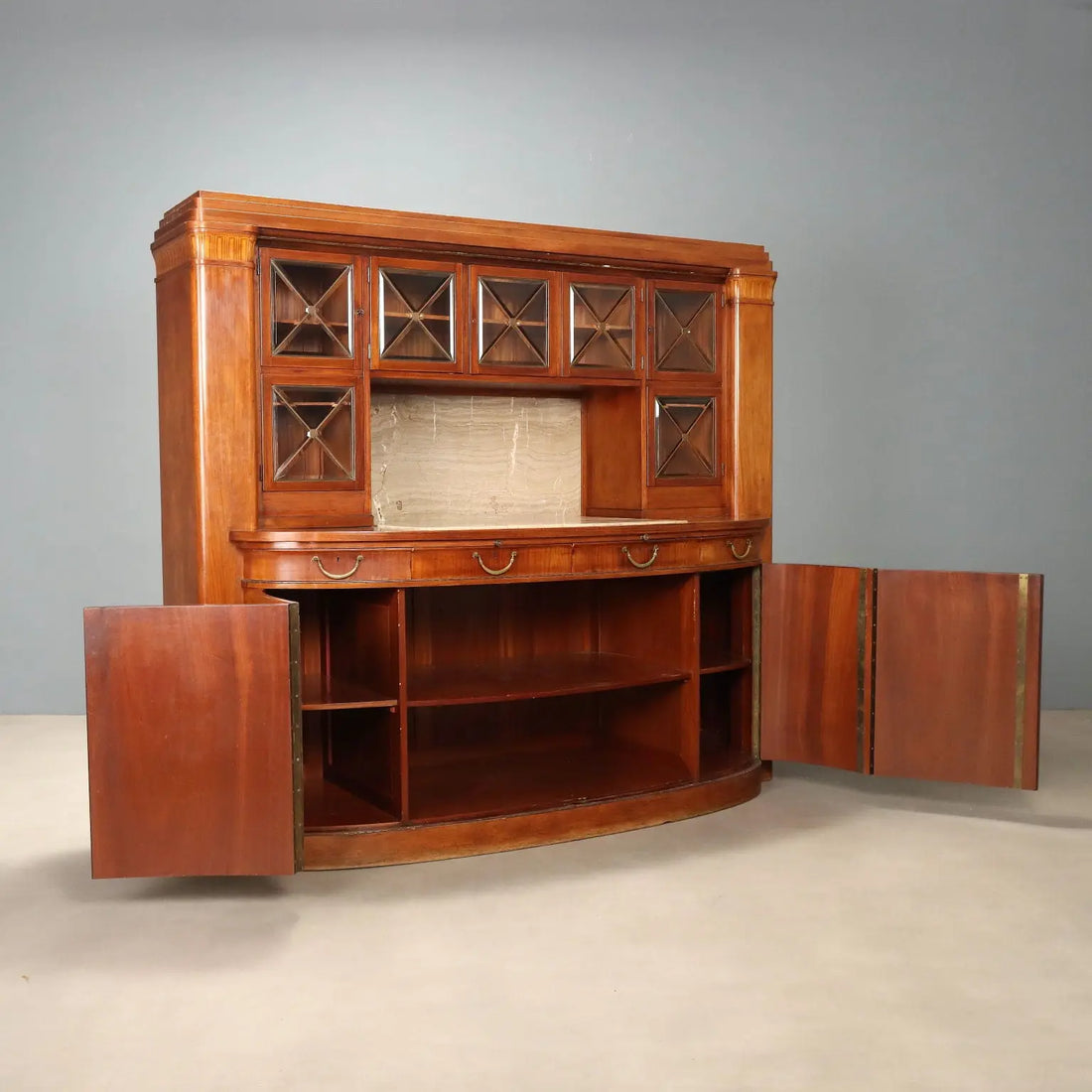 Mahogany Sideboard with Marble and Inlays - Italy 1900
