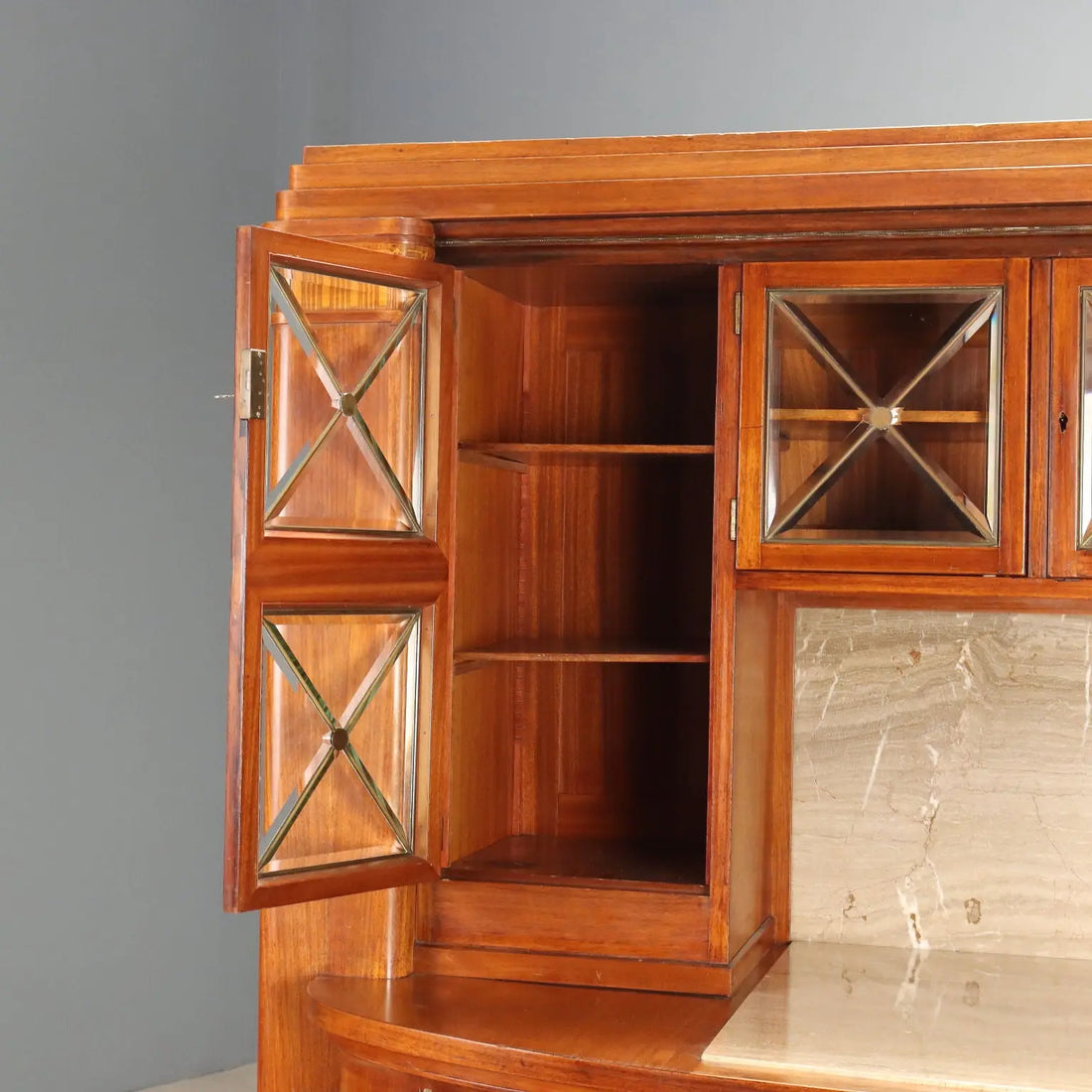 Mahogany Sideboard with Marble and Inlays - Italy 1900