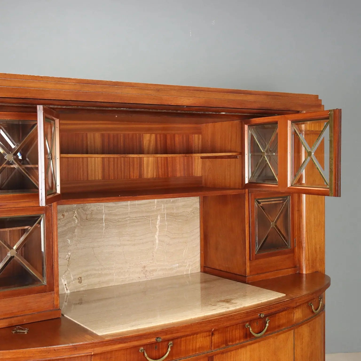 Mahogany Sideboard with Marble and Inlays - Italy 1900