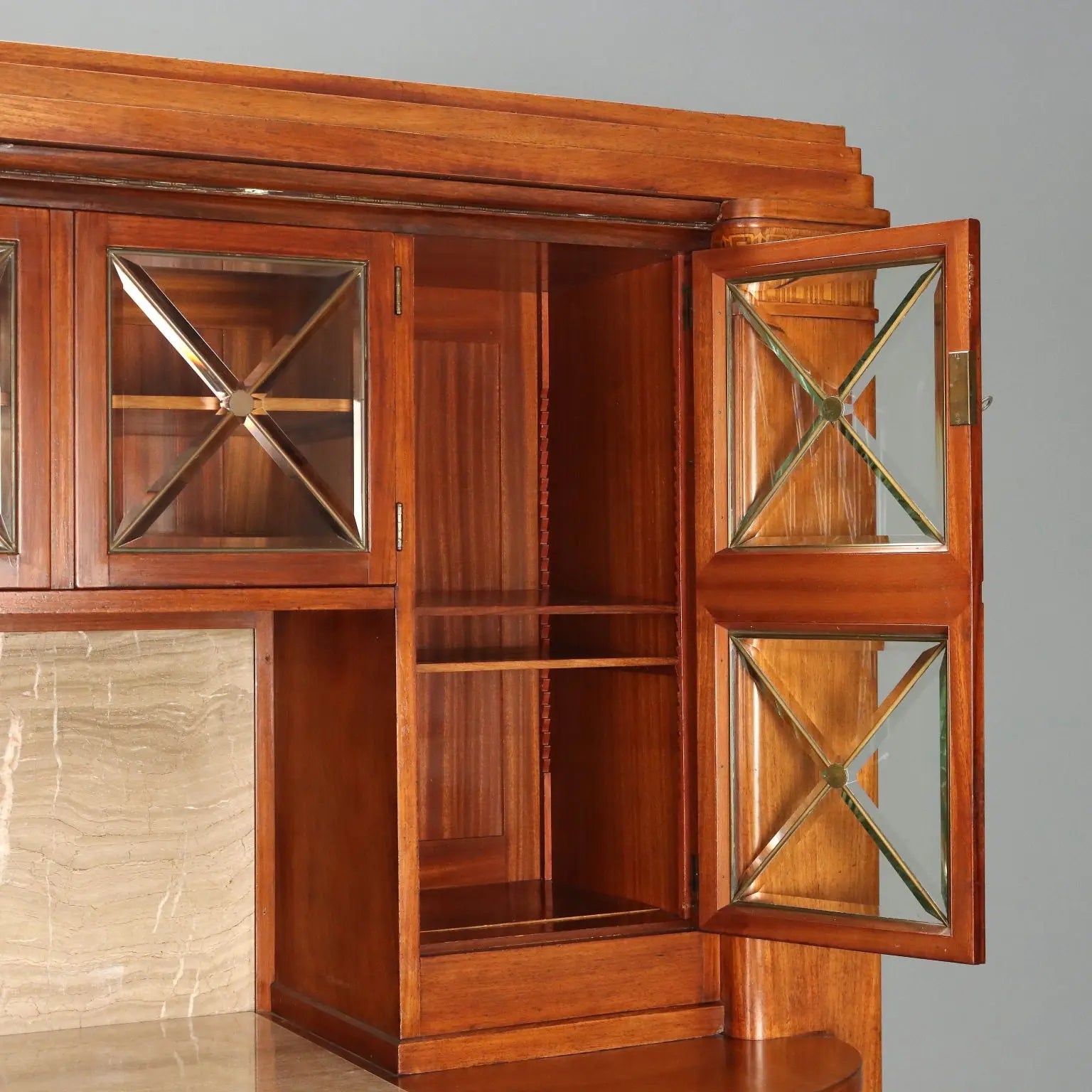 Mahogany Sideboard with Marble and Inlays - Italy 1900