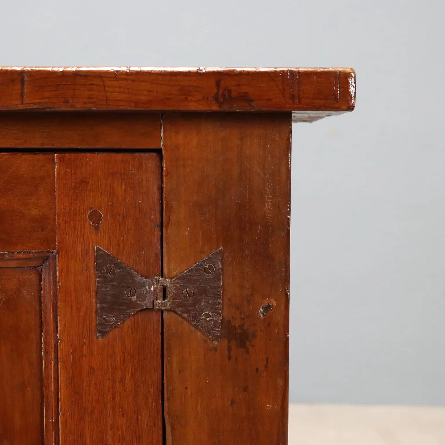 Antique Cupboard Walnut Fir with Tile Italy XX Century