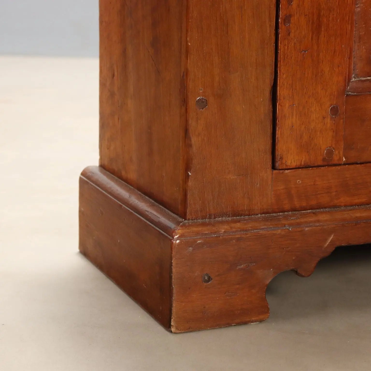 Antique Cupboard Walnut Fir with Tile Italy XX Century