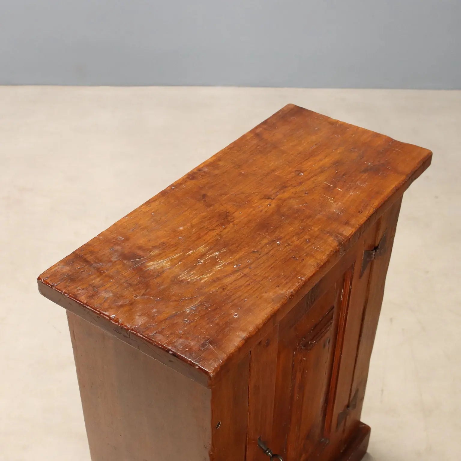 Antique Cupboard Walnut Fir with Tile Italy XX Century