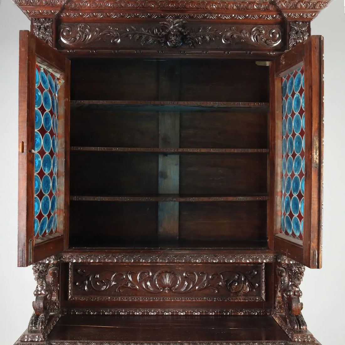 Antique Cupboard Neo-Baroque Carved Walnut Italy XIX Century