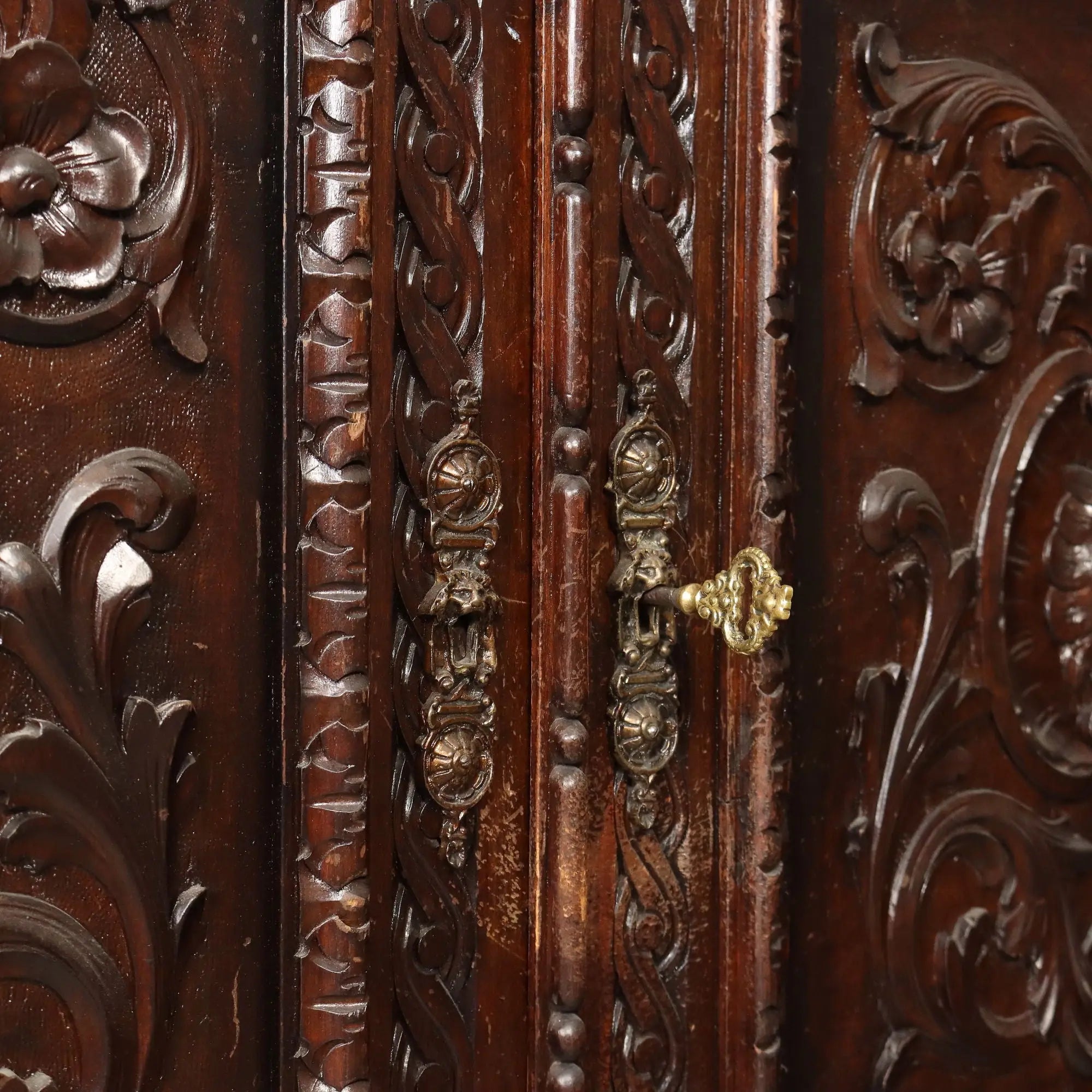 Antique Cupboard Neo-Baroque Carved Walnut Italy XIX Century