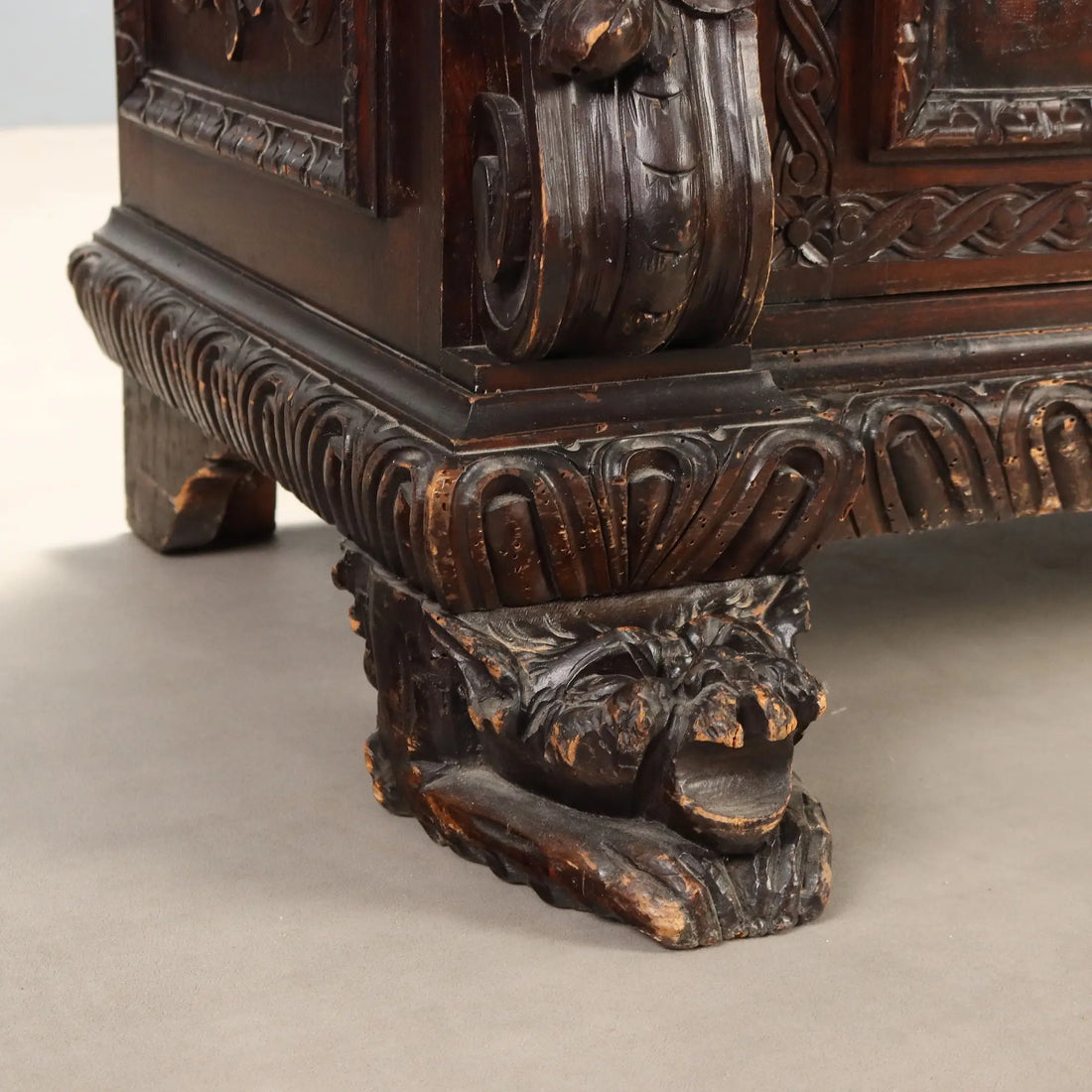 Antique Cupboard Neo-Baroque Carved Walnut Italy XIX Century