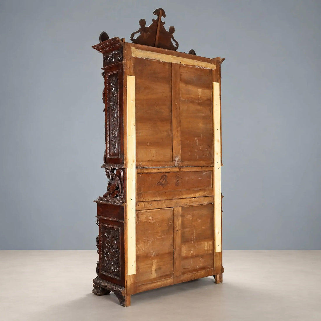 Antique Cupboard Neo-Baroque Carved Walnut Italy XIX Century