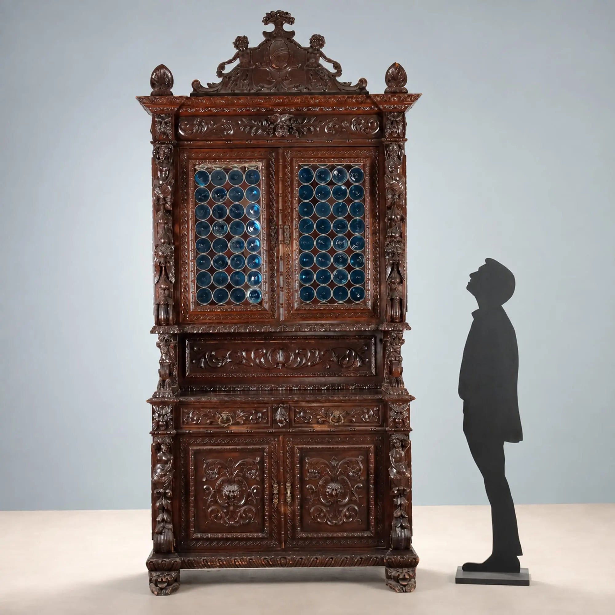 Antique Cupboard Neo-Baroque Carved Walnut Italy XIX Century