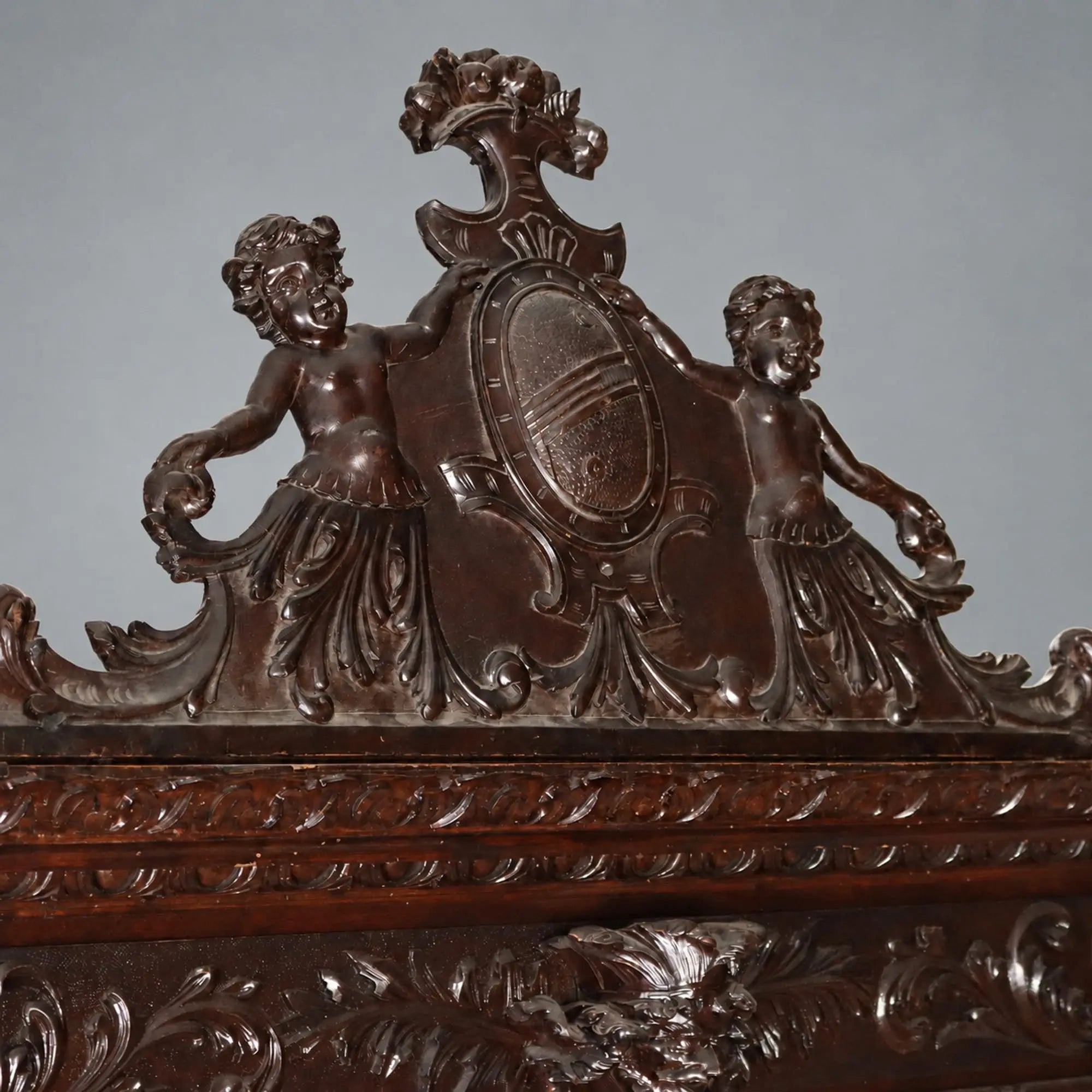 Antique Cupboard Neo-Baroque Carved Walnut Italy XIX Century