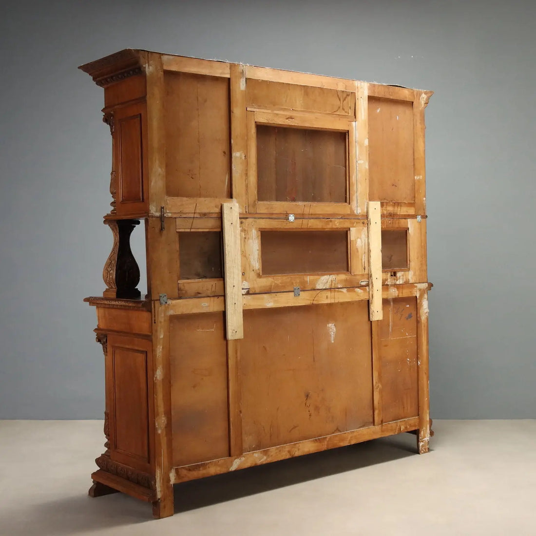 Antique Cupboard Neo-Baroque Walnut Carvings Italy XIX Century
