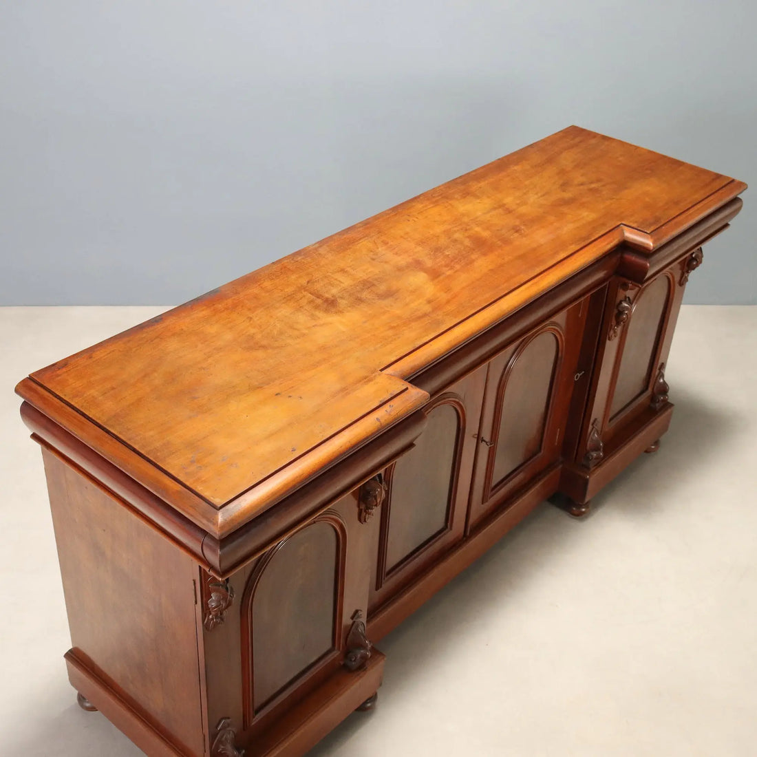Antique Victorian Cupboard Mahogany 3 Drawers Italy XIX Century