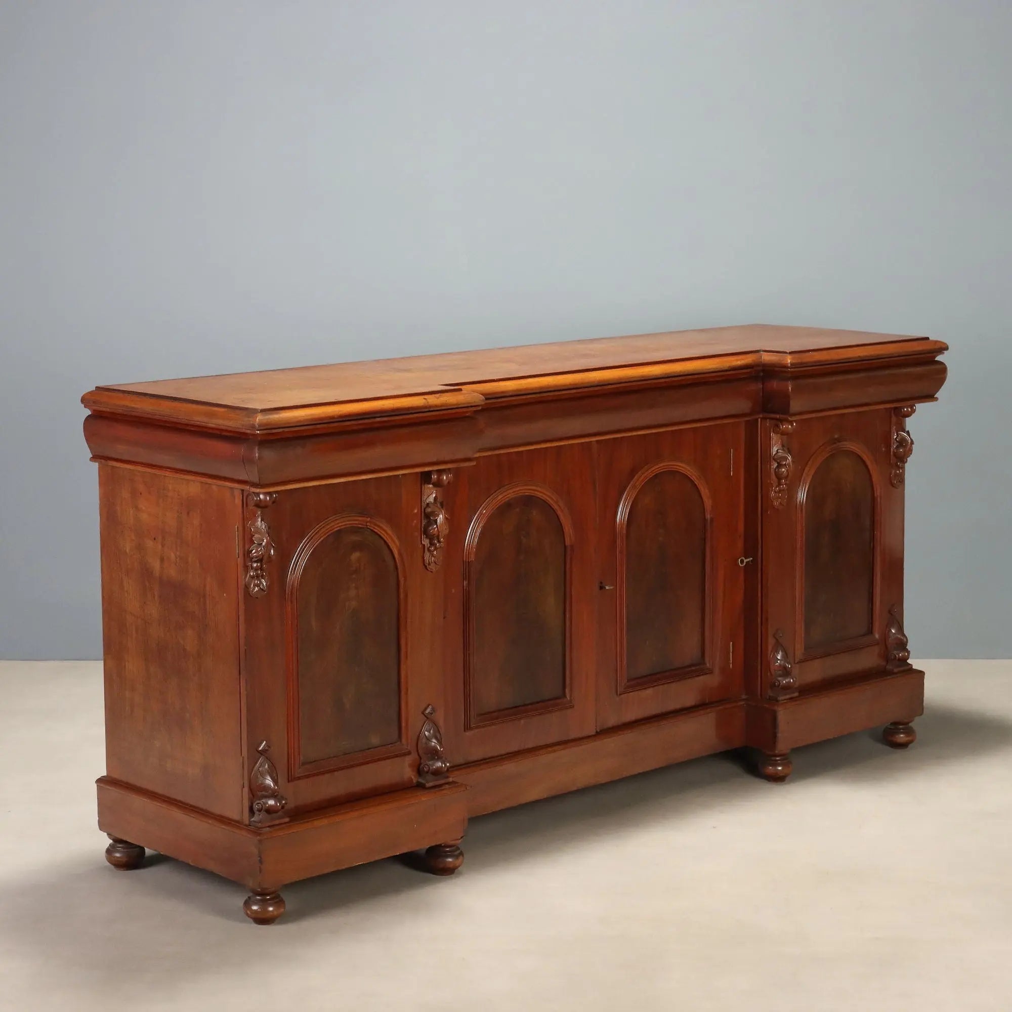 Antique Victorian Cupboard Mahogany 3 Drawers Italy XIX Century