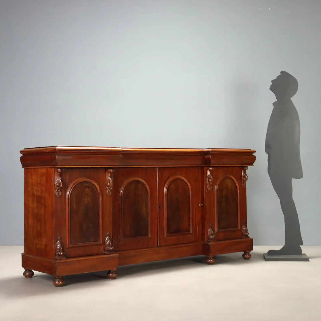 Antique Victorian Cupboard Mahogany 3 Drawers Italy XIX Century