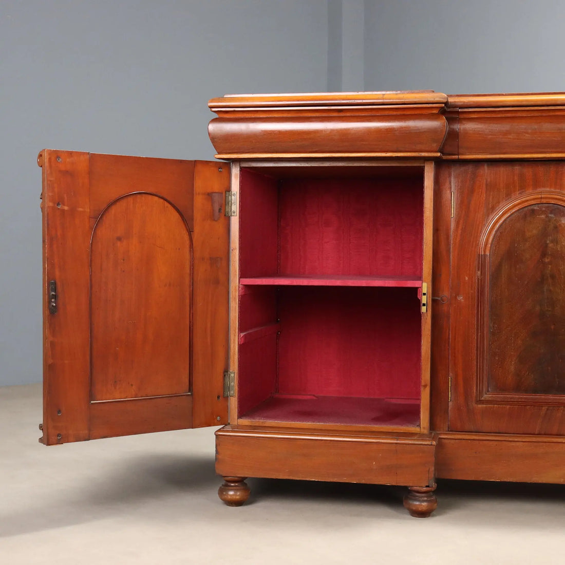 Antique Victorian Cupboard Mahogany 3 Drawers Italy XIX Century