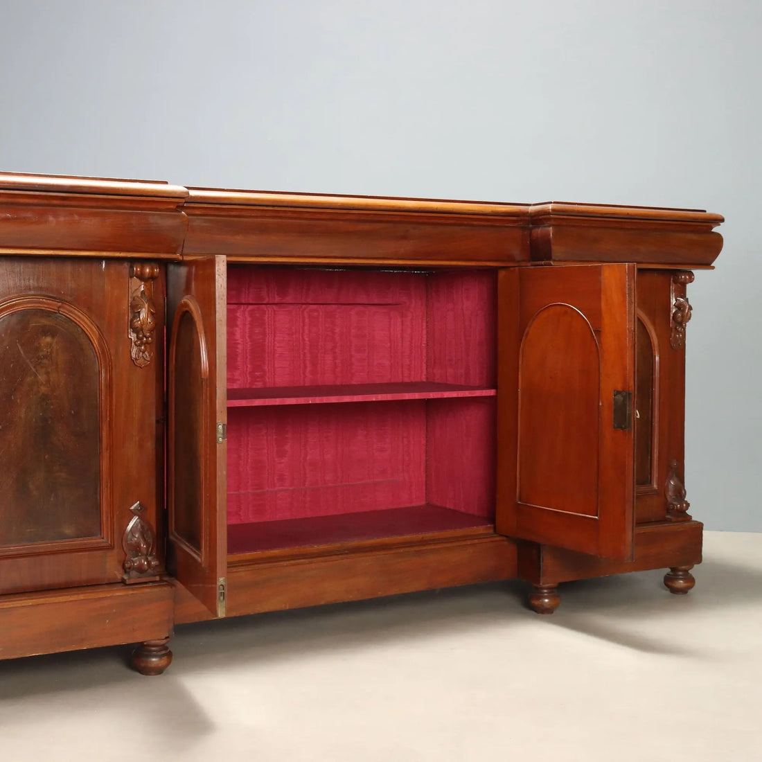 Antique Victorian Cupboard Mahogany 3 Drawers Italy XIX Century