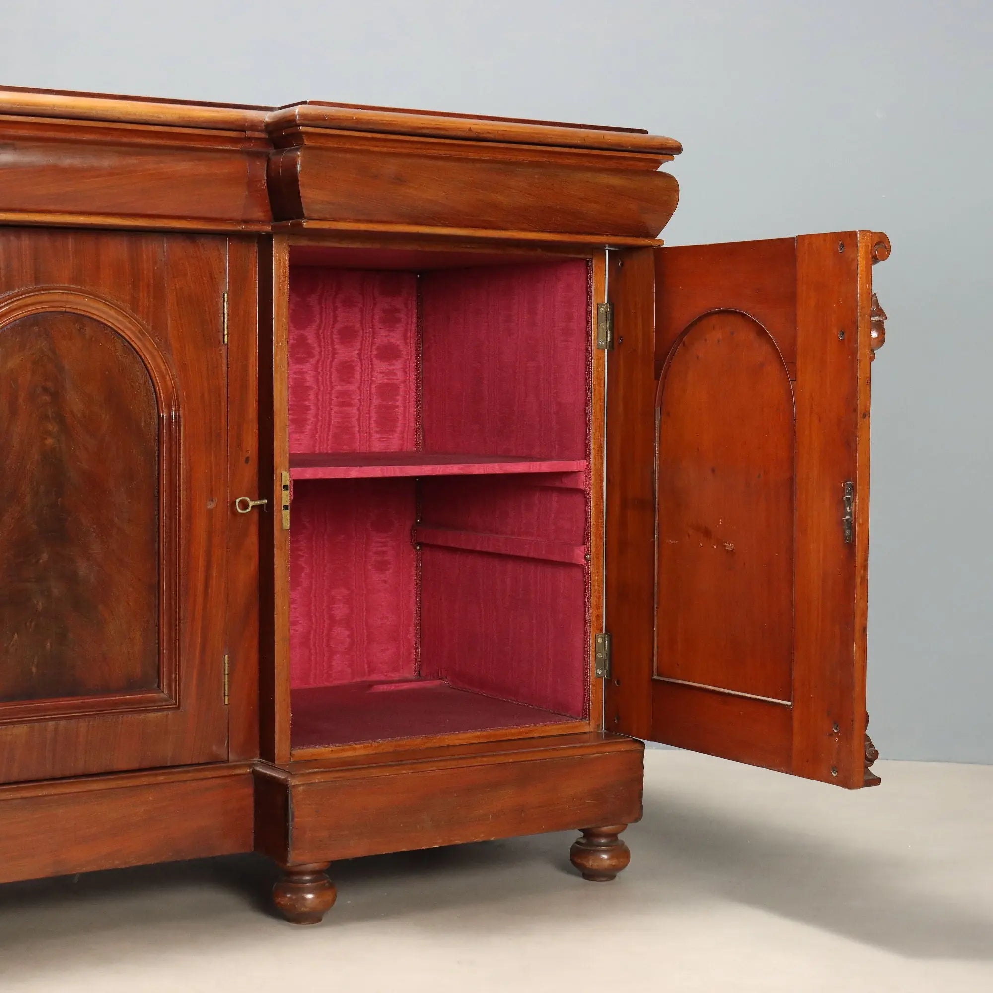 Antique Victorian Cupboard Mahogany 3 Drawers Italy XIX Century