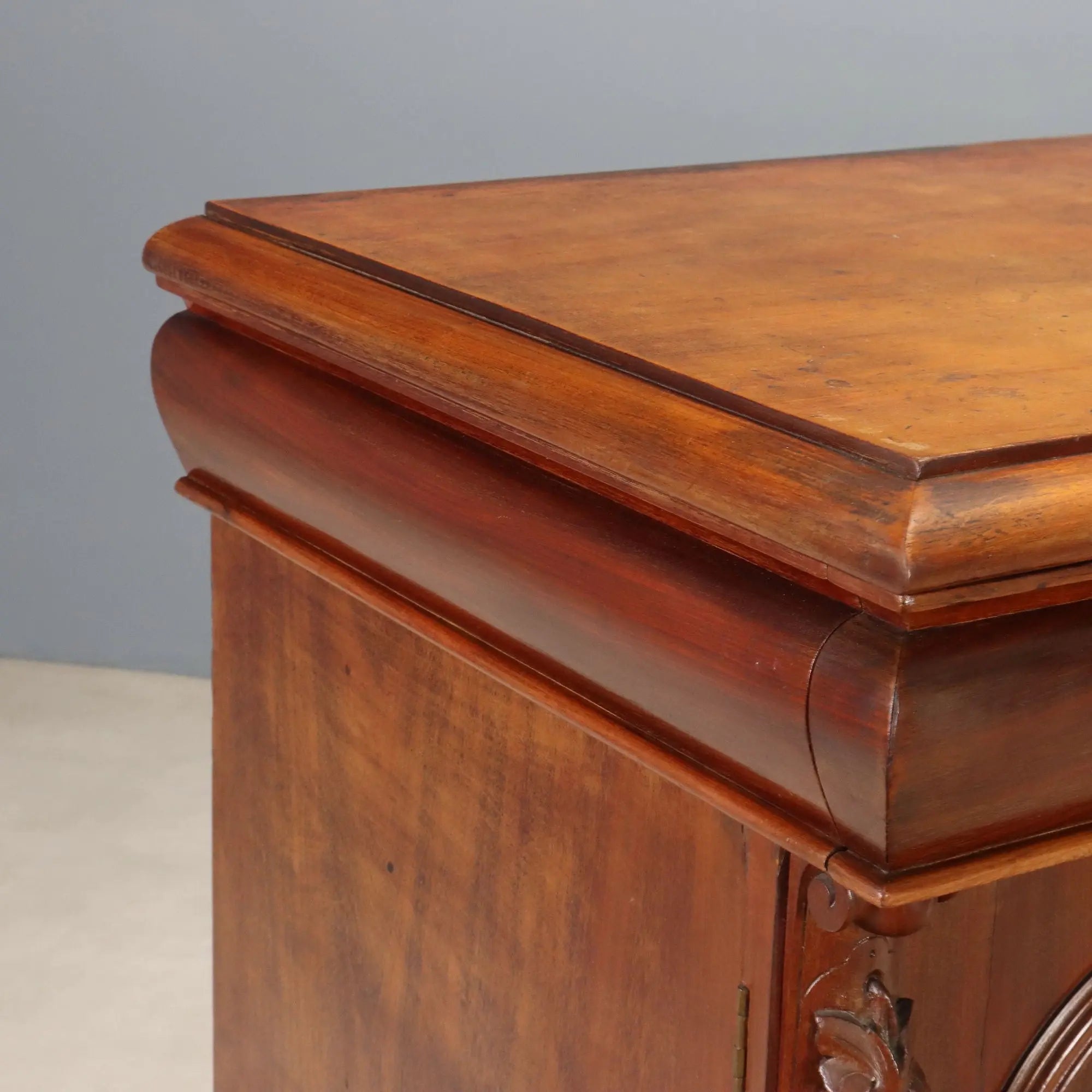 Antique Victorian Cupboard Mahogany 3 Drawers Italy XIX Century