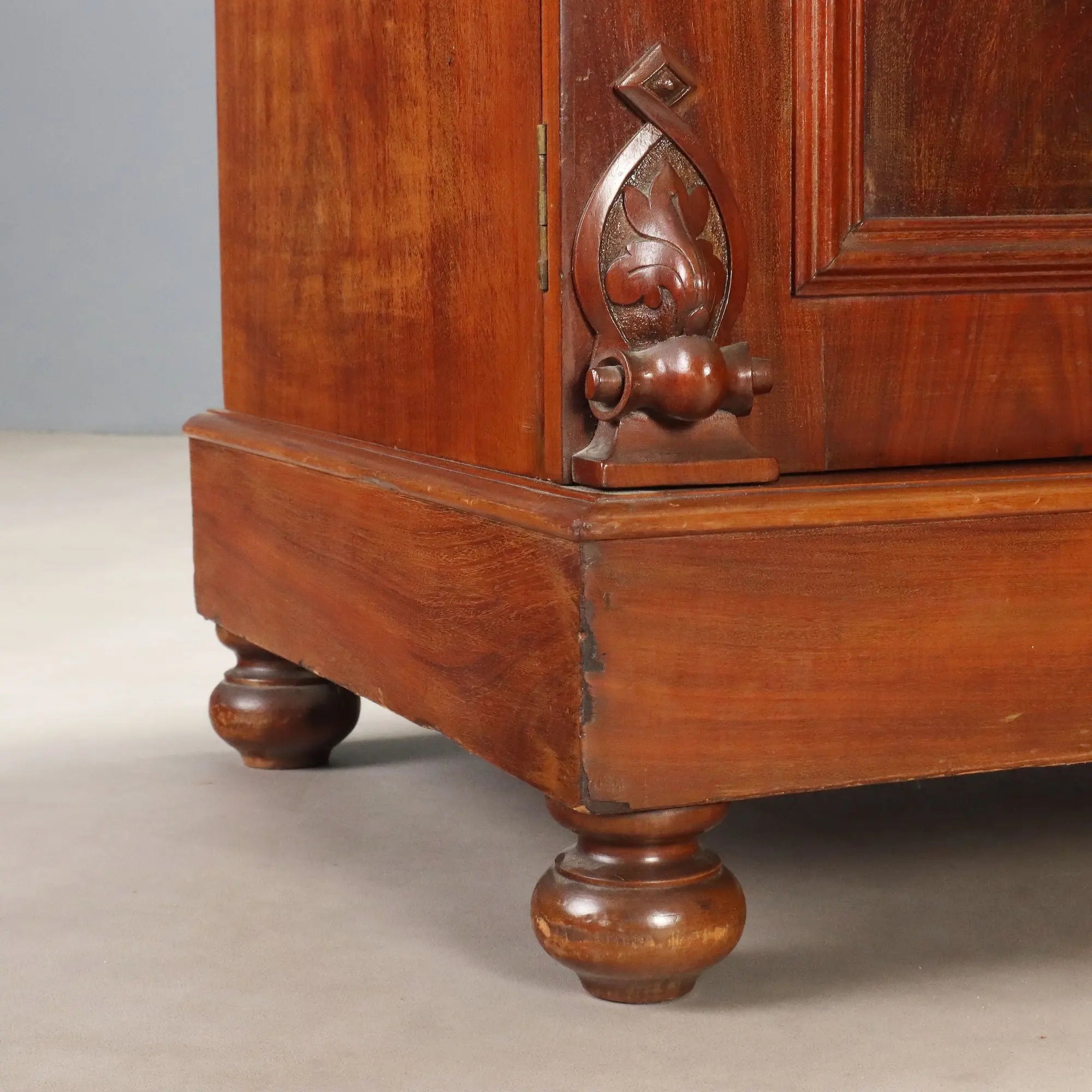 Antique Victorian Cupboard Mahogany 3 Drawers Italy XIX Century