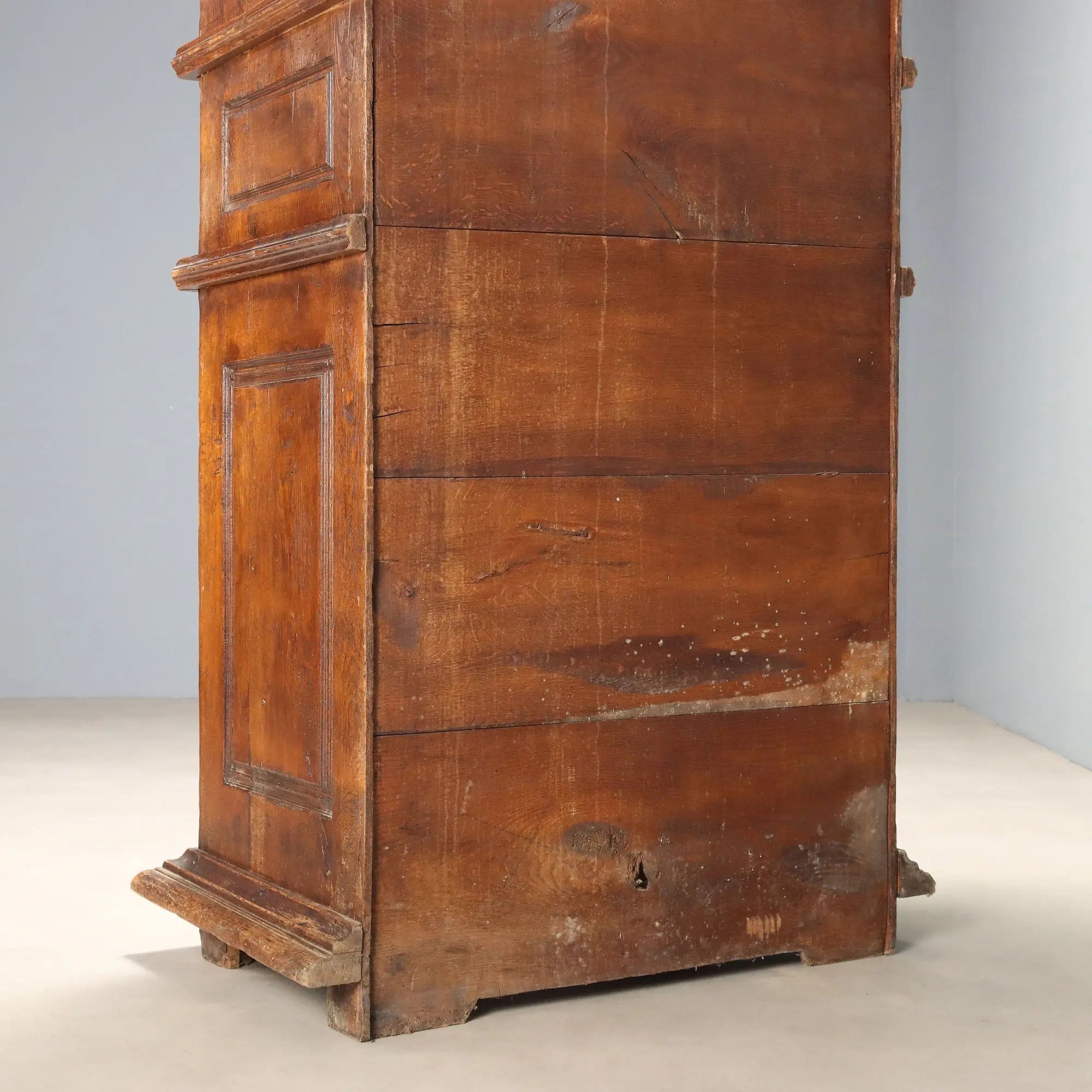 Antique Baroque Cupboard Oak with Safe Italy Late XIX Century