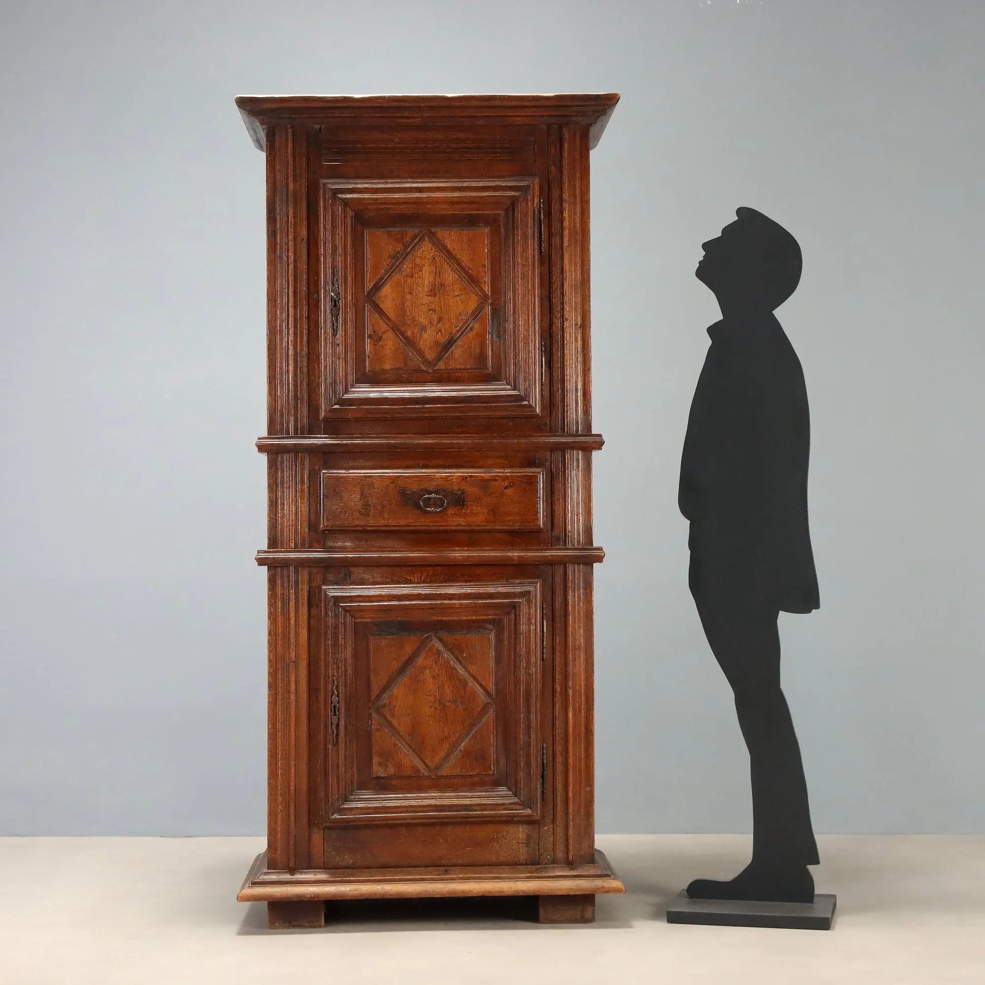 Antique Baroque Cupboard Oak with Safe Italy Late XIX Century