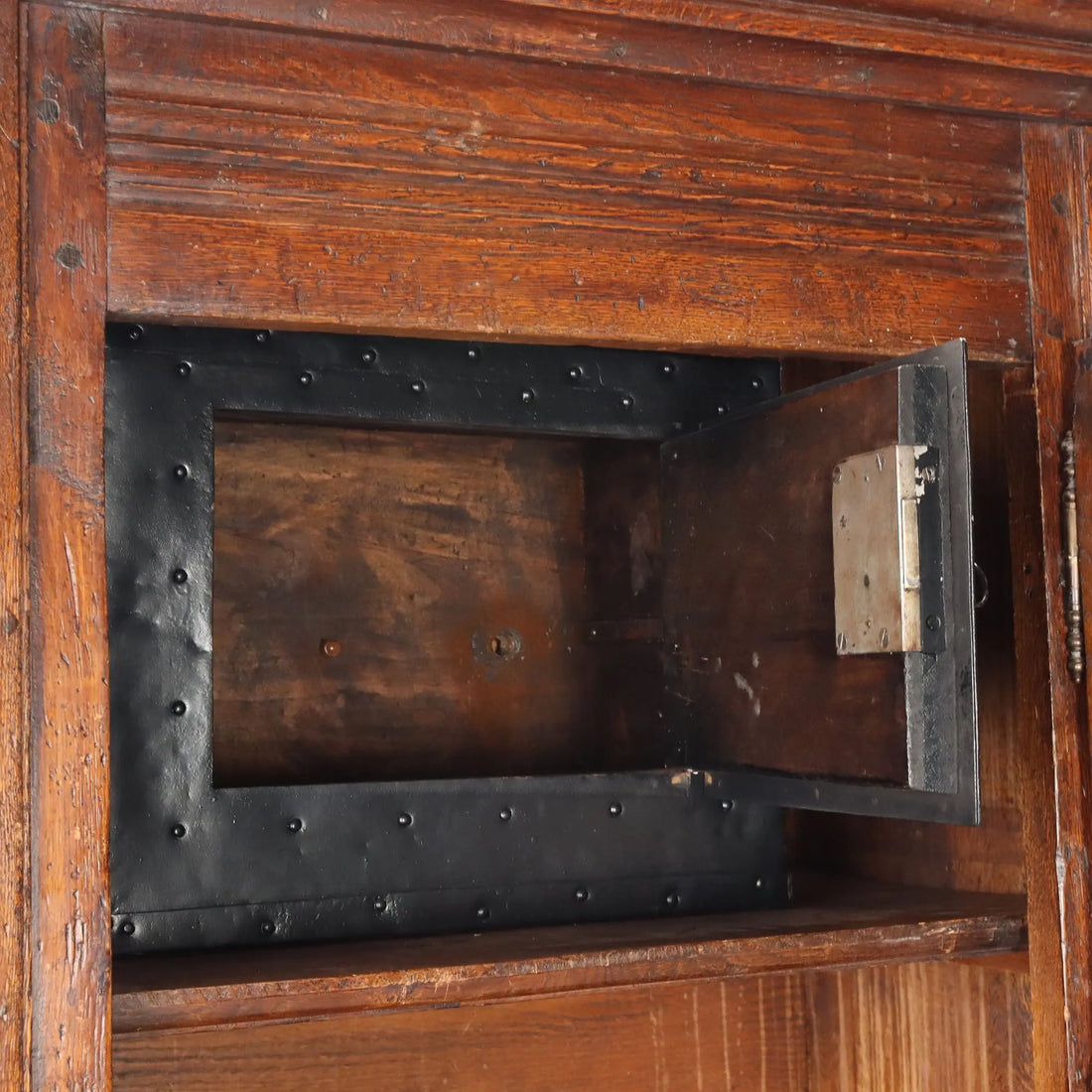 Antique Baroque Cupboard Oak with Safe Italy Late XIX Century